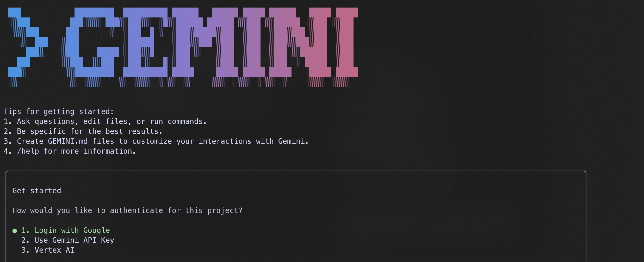 Gemini CLI terminal UI